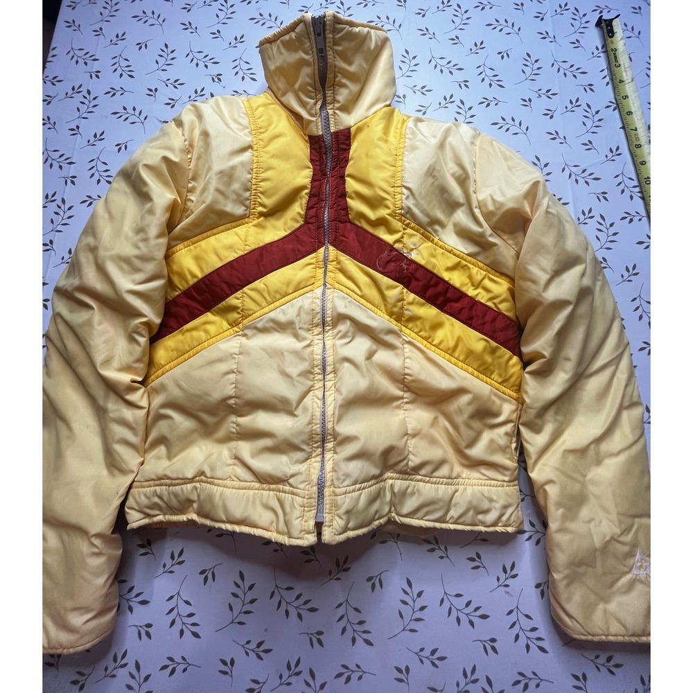 Vintage 70s Gerry Kids size 10? Down Puffer Jacket Yellow Chevron USA Retro Ski